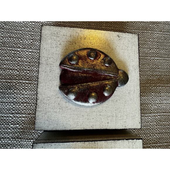 Lady Bug Trinket Jewelry Wooden Box metal lady bug Handmade in Turkey 2 avail - Picture 3 of 7